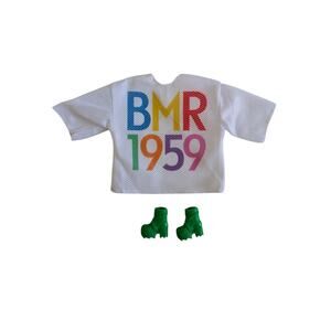 New Barbie BMR1959 Doll Outfit Mesh T-Shirt and Green Boots